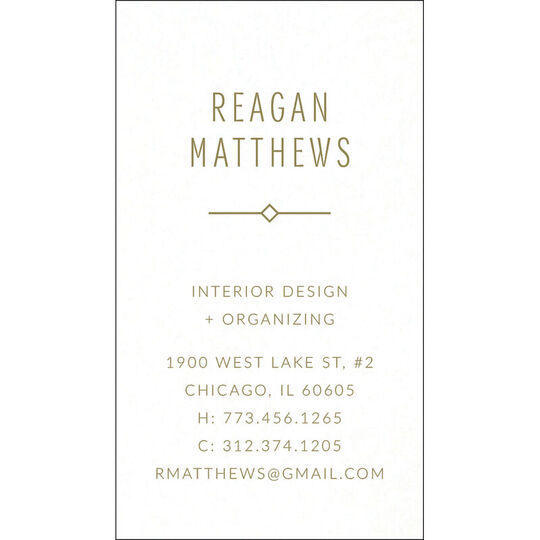 Vertical Diamond Motif Letterpress Business Cards